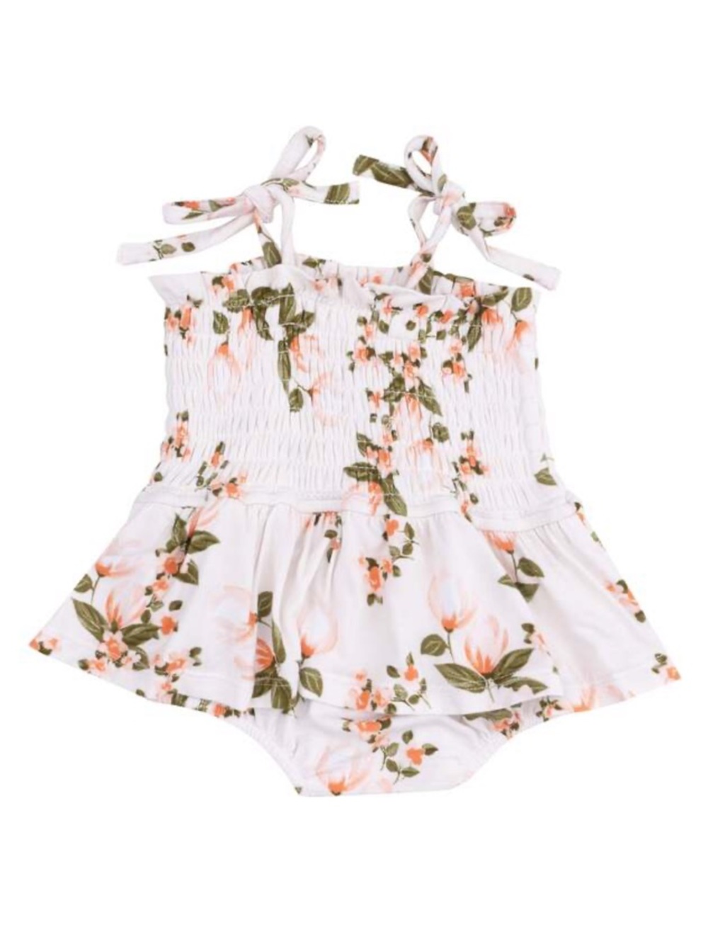 Smocked Bubble With Skirt, Floating Magnolia